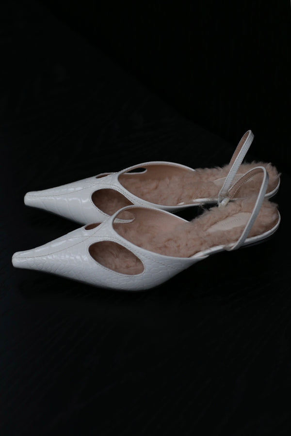 Rui Zhou Pointed Toe Australian Wool High Heel Sandals Series RUI-RUIFW21SH01-BAI White PR1